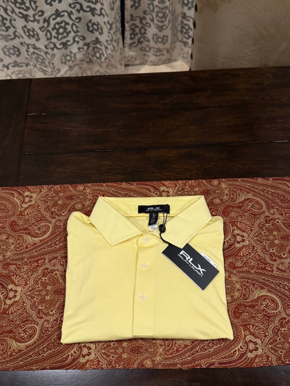 RLX Ralph Lauren Men's XL Yellow/White Striped Golf Concept 1 Polo MSRP $110